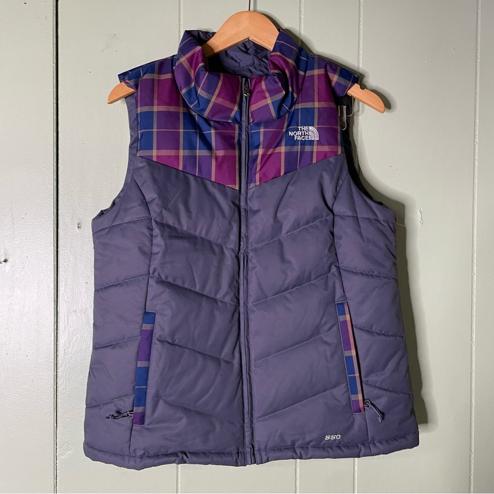 The North Face Purple and Blue Plaid Vest